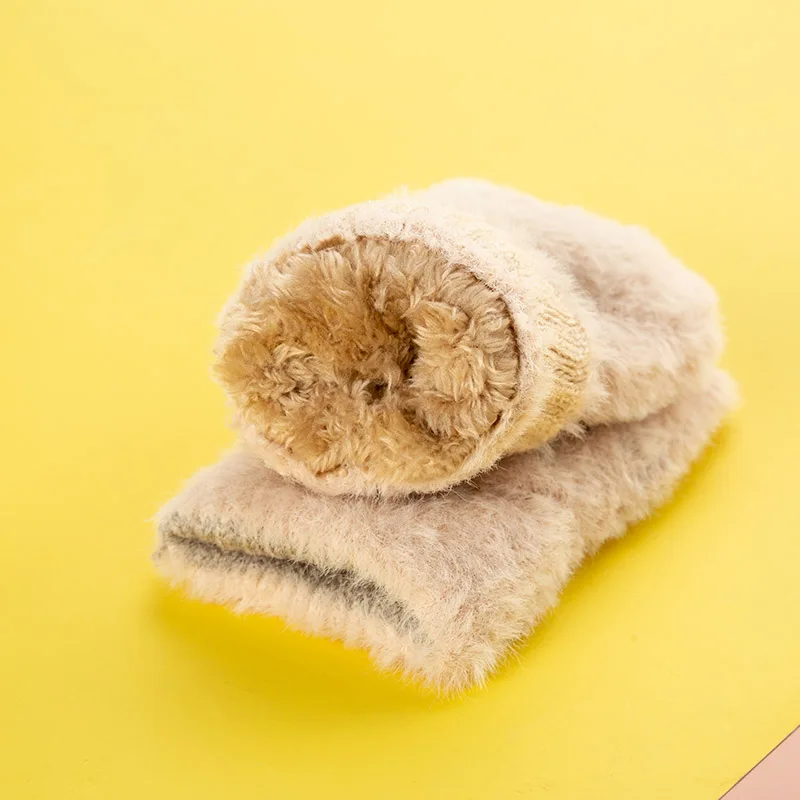 4-10 Years Children Mittens Girl Winter Plus Velvet Furry Gloves Kids Soft Full Finger Warm Girls Gloves
