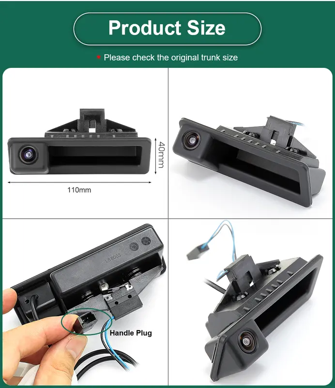 Vehicle AHD 1080P Dynamic Trajectory Car Reverse Backup Trunk Handle Camera For BMW 3 Series 5 Series X5 X6 E60 E70 E82 E90 - Image 3