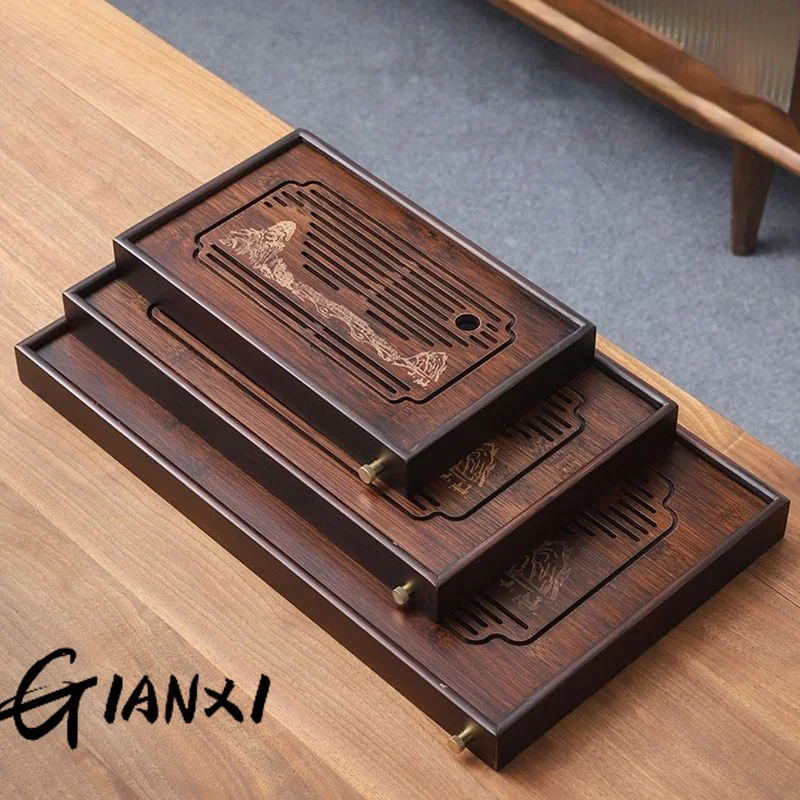 GIANXI Jiangshan Tea Tray Household Small Drain Tea Table Bamboo Tray Kung Fu Set Accessories Sea Dry Brewing Table tea tray tea set