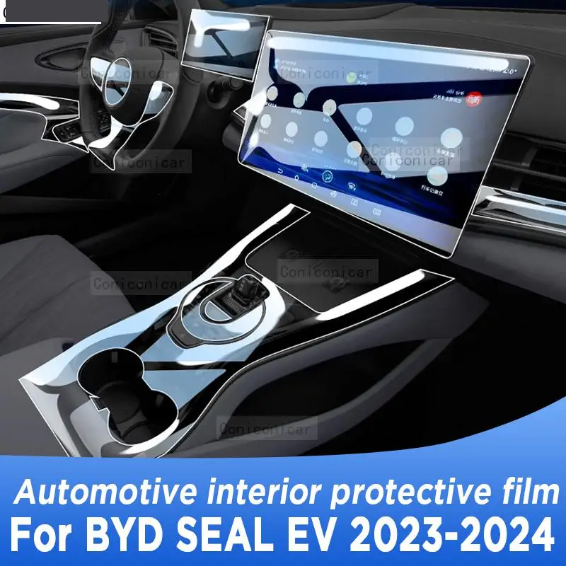 

For BYD SEAL EV 2023 2024 Gearbox Panel Navigation Screen Automotive Interior TPU Protective Film Cover Anti-Scratch Sticken