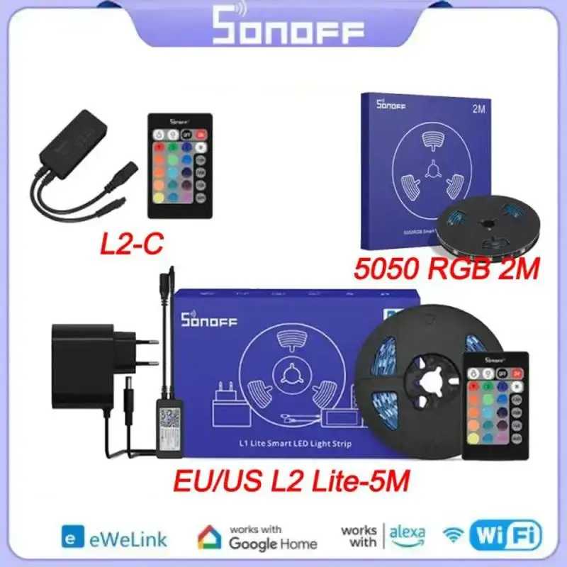 SONOFF L2/L2 Lite WIFI Smart LED Light Strip smart led strip light US/EU Dimmable Flexible RGB Strip Lamp Work With EWelink Alexa Google Home