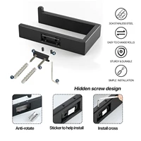 สแตนเลสสุขาม้วนผู้ถือ Wall Mount กระดาษทิชชูห้องน้ําผู้ถือ Self Adhesive Matte สีดํากระดาษทิชชูอุปกรณ์เสริม 2