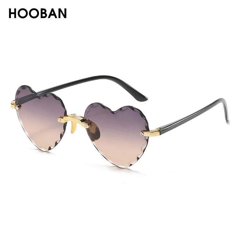 Fashion Heart Shape Women Sunglasses Brand Designer Lovely Rimless Sun Glasses For Female Vintage Pink Ladies Shades