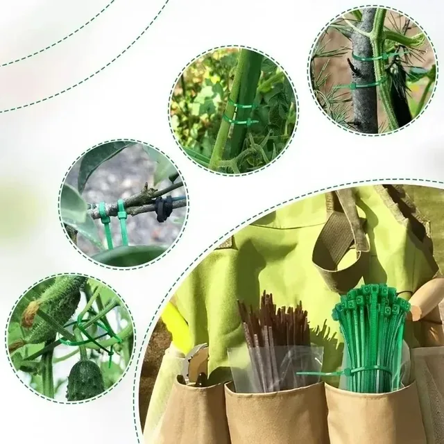 Green Heavy Duty Nylon Cable Ties Multi-Purpose Self-locking Plant Support Tie Home Garden Plant Care Fastener Ties Wholesale 5