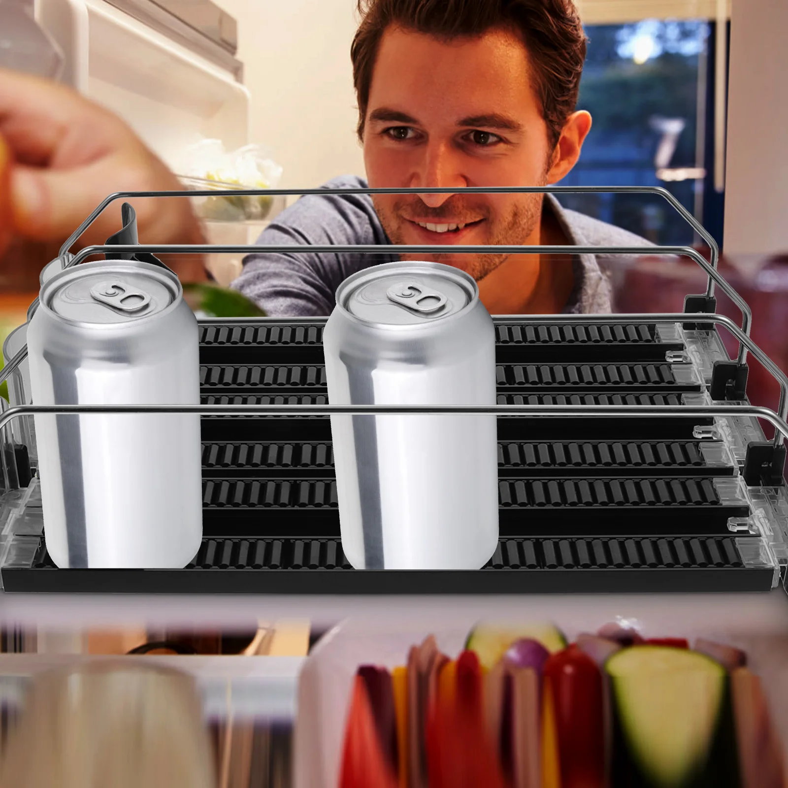 

New Beverage Pusher Display Drink Organizer Water Bottle Can Glide Rack Pushing Fridge Holder Dispenser Self Shelf Storage Soda