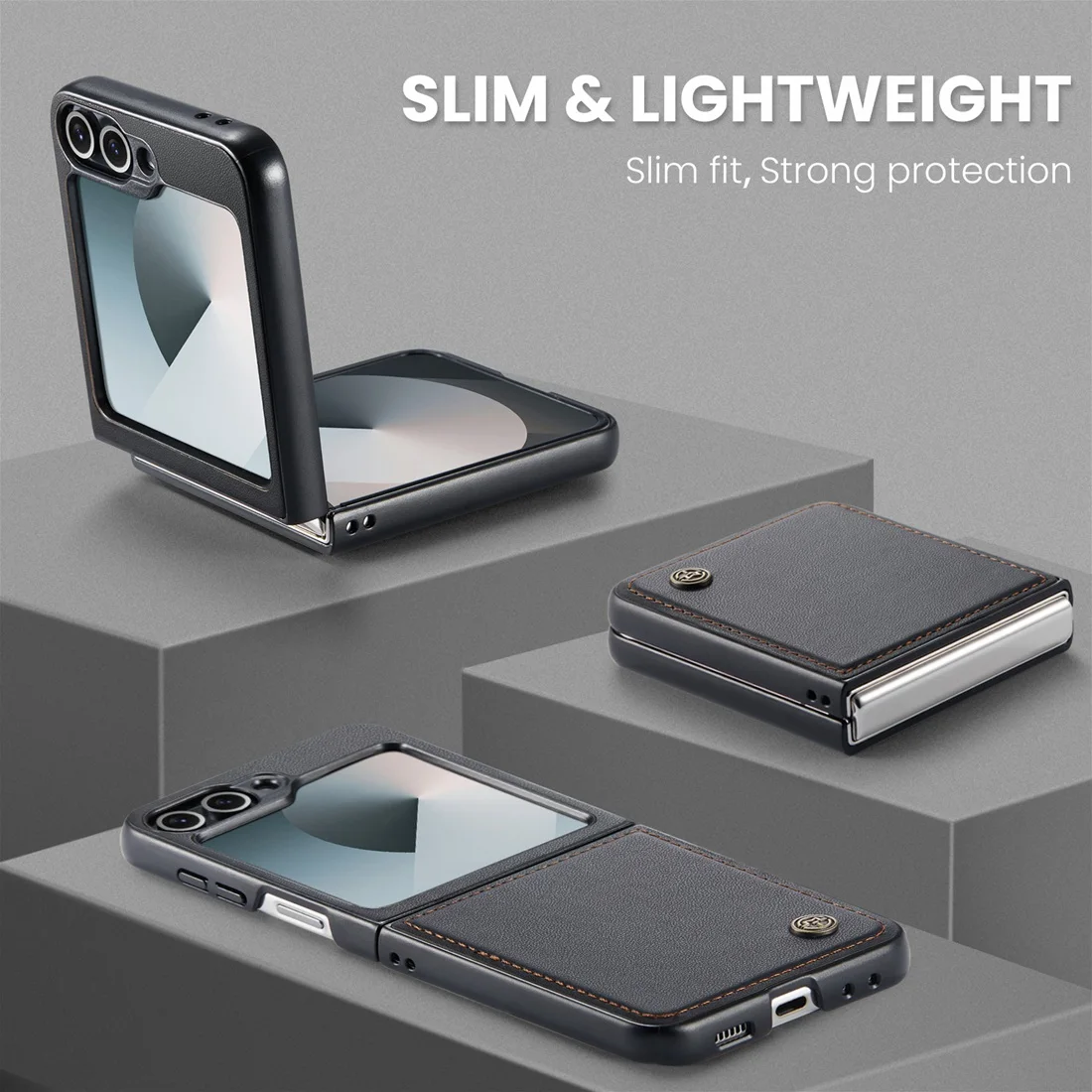 Ultra-Thin Leather Phone Case with Full Body Cover & Shockproof, Supports Wireless Charging