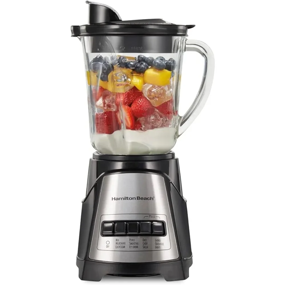 

blender-for Shakes & Smoothies, Puree, Crush Ice, 40 Oz Glass Jar, 12 Functions, Stainless Steel Ice Sabre-Blades,Black (58148A)