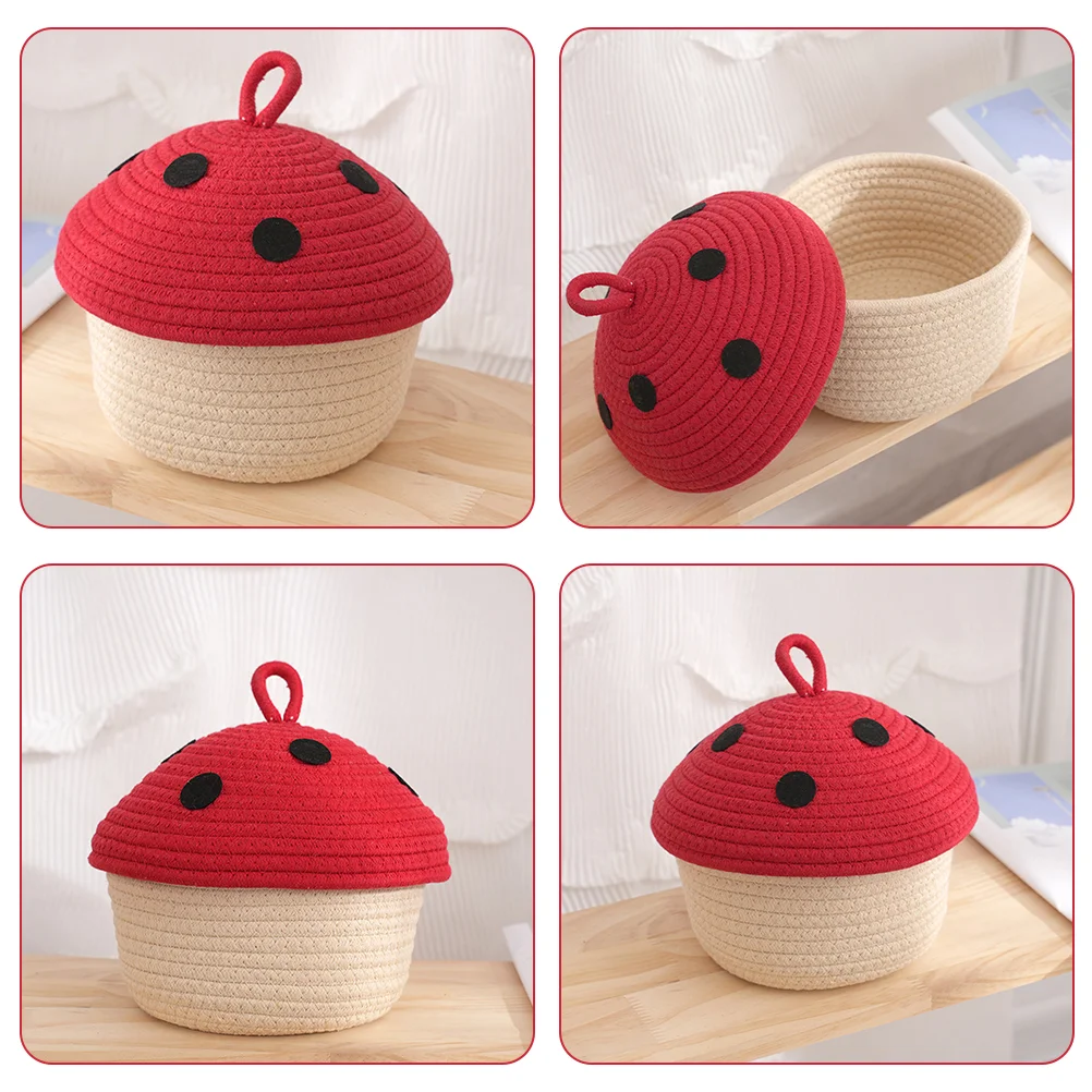 Rattan Woven Basket Rope Mushroom Snack Baskets Storage Home Accessory Baby Clothes Hamper Laundry 6
