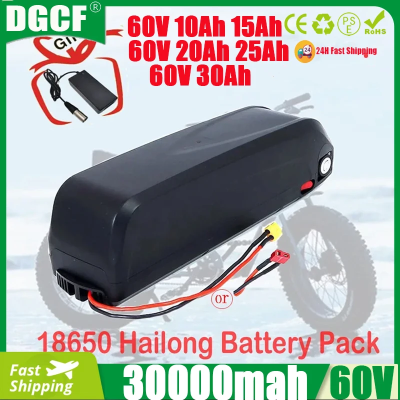 

60V Hailong Max Battery Pack 40Ah 16S4P for Electric Bicycle Motor Reachargerable Lithium Battery Original with 67.2V 3A Charger