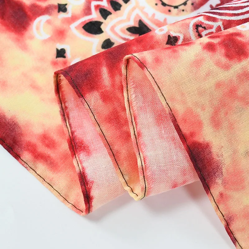 Cotton Tie Dye Cashew Flower Paisley Bandana Hip Hop Square Scarf Unisex Headband Outdoor Riding Street Dance Mask Hijab Gifts