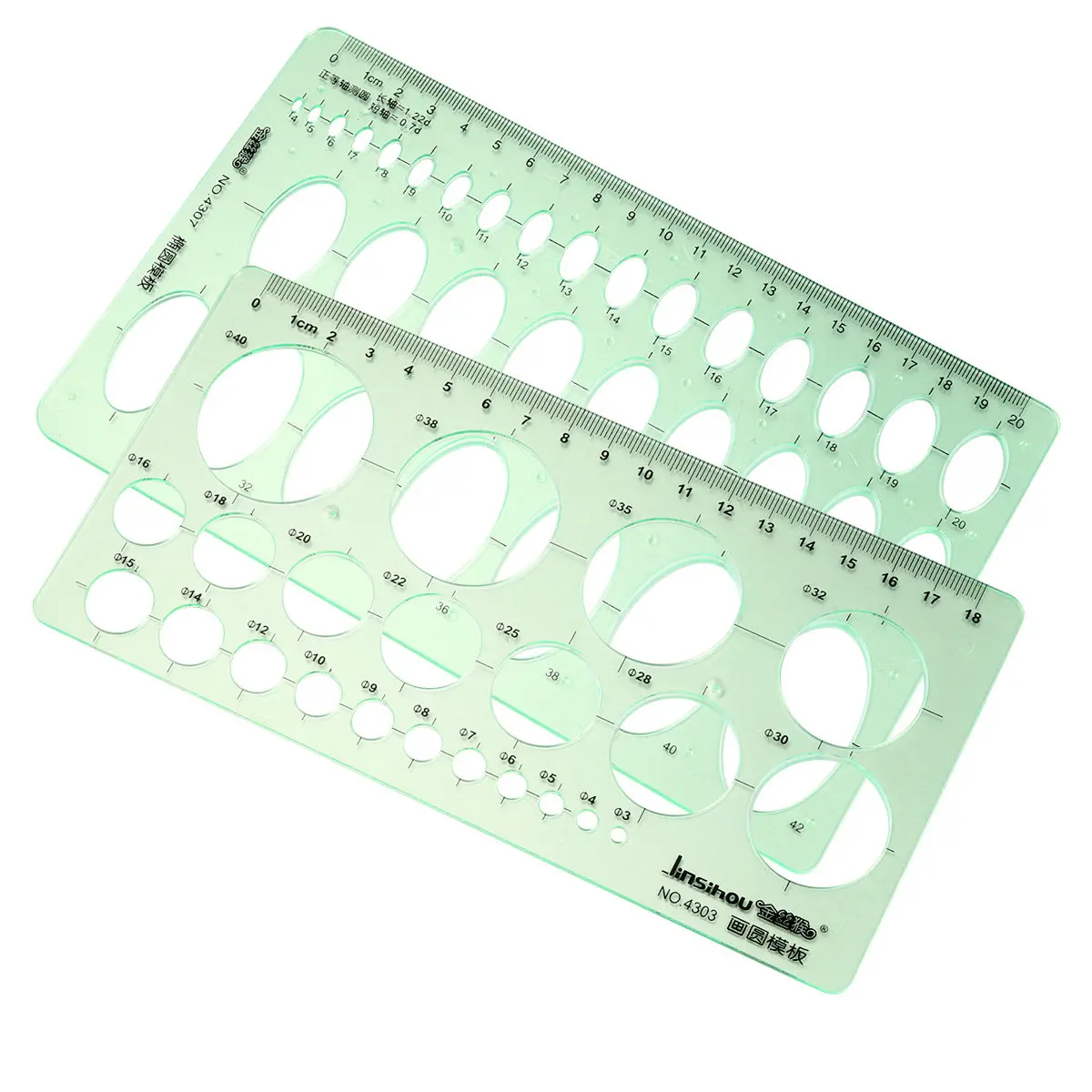 2Pcs 기하학적 투명 플라스틱 초안 눈금자 학교 사무실 미술 측정 도구용 측정 템플릿