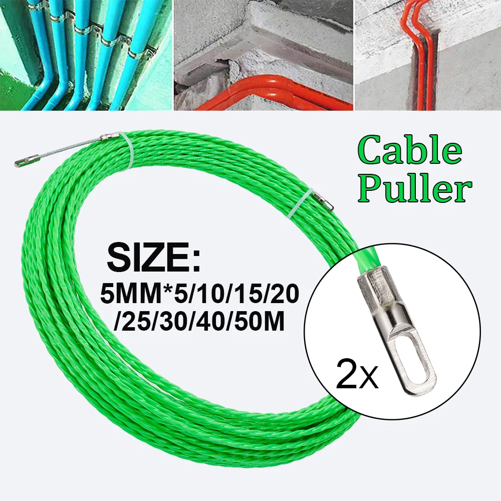 5mm 5/10/15/20/25/30/50M Cable Push Puller Dacron Fish Tape POM Fiber Optic Duct Rodder Wall Cable Guide Device Aid Tool Cable Puller