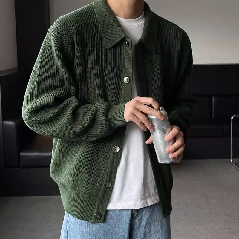 Korean Style Fashion Solid Color Lapel Men's Knitted Cardigan Single Breasted High-end Long Sleeve Cardigan Men Sweater Coat - AliExpress 200000343 Korean Style Fashion Solid Color Lapel Men's Knitted Cardigan Single Breasted High-end Long Sleeve Cardigan Men Sweater Coat - AliExpress 200000343