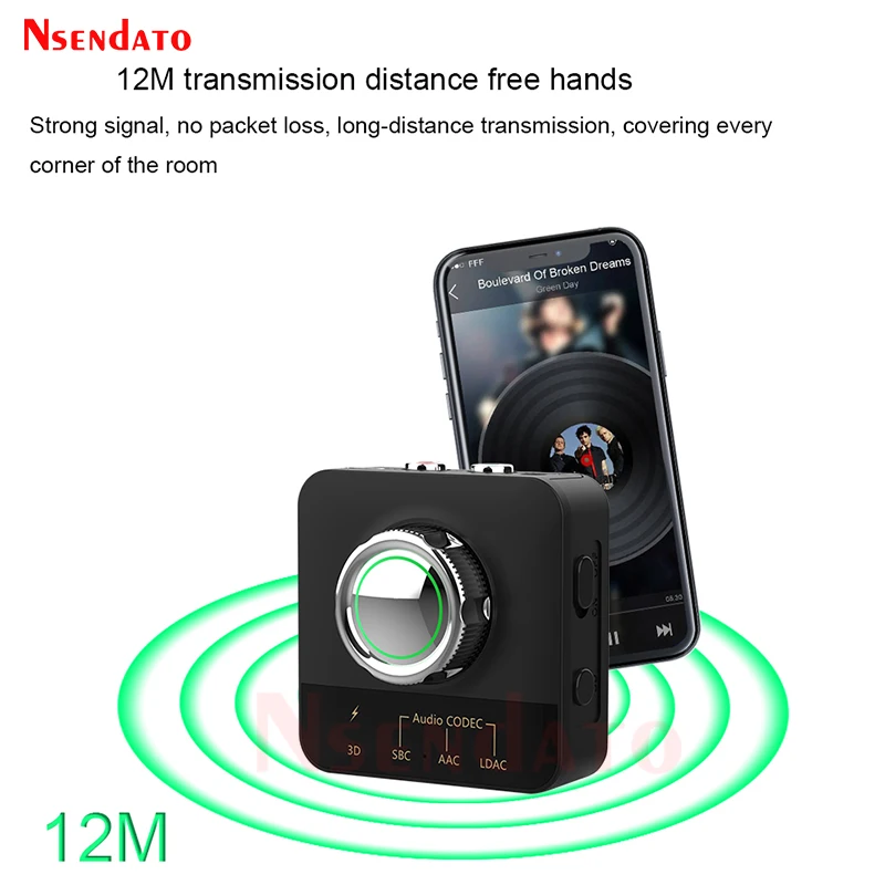 Comaptible-Bluetooth 5.0 Music Receiver with LDAC AAC 3D Stereo HiFi Audio Wireless Adapter RCA 3.5mm AUX for TV Car Amplifier