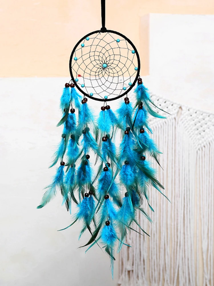 Nordic Dream Catcher Hand-woven Wind Chime Bohemian Feather Wall Decor Bedroom Home