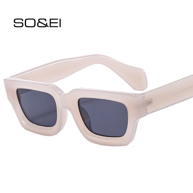 

SO&EI Retro Rectangle Sunglasses Vintage 80`s Jelly Gray Shades UV400
