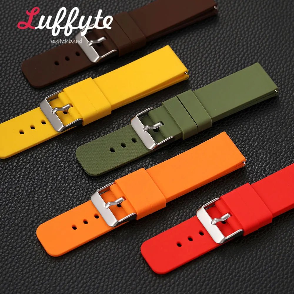 Unisex Silicone Quick Release Watch Strap - Soft & Simple Design, Multiple Sizes