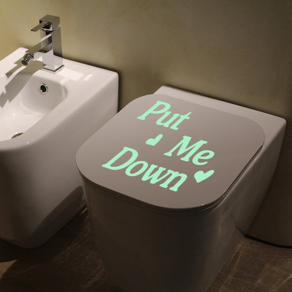 Toilet Wall Stickers Luminous Toilet Wall Sticker Glow in The Dark Bathroom Door Stickers Waterproof WC Indoor Decals for Toilet Bathroom Home Decor