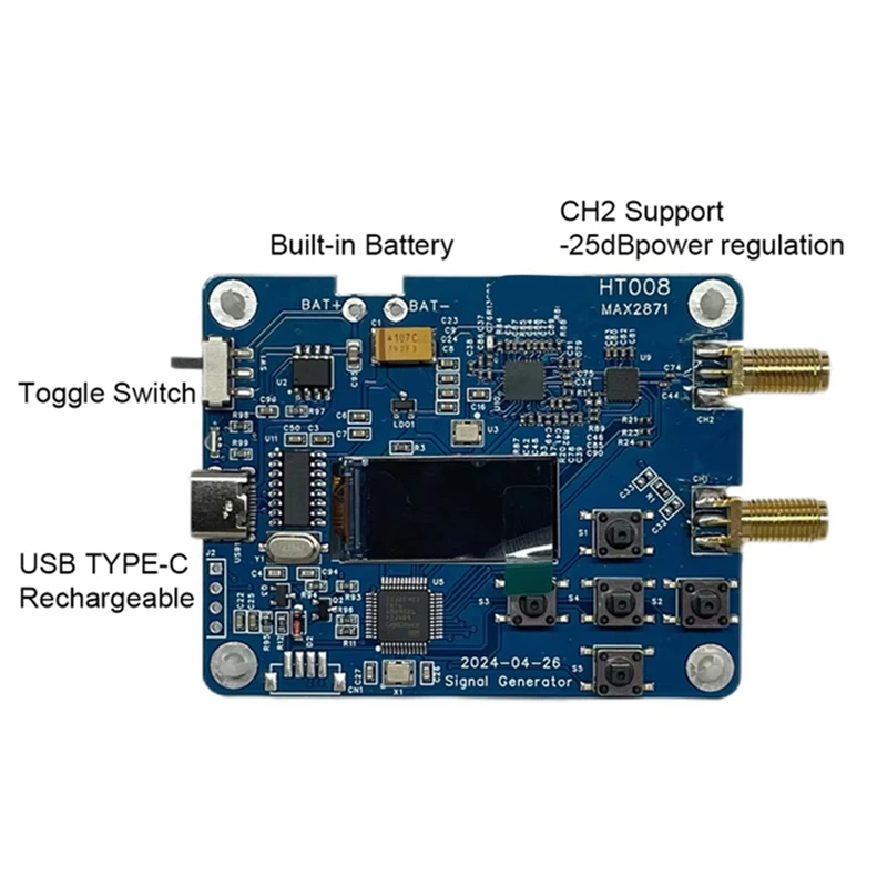 HT008 MAX2871 Signal Source 23.5-6000Mhz RF Module Consists Of Serial Control CH2 Support -25Db Power Regulation Upgrade