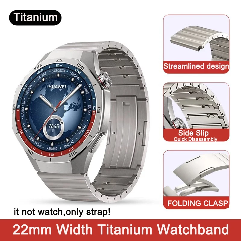 Titanium Strap for Huawei Watch4 /4Pro /GT5 Pro/ 22mm Universal