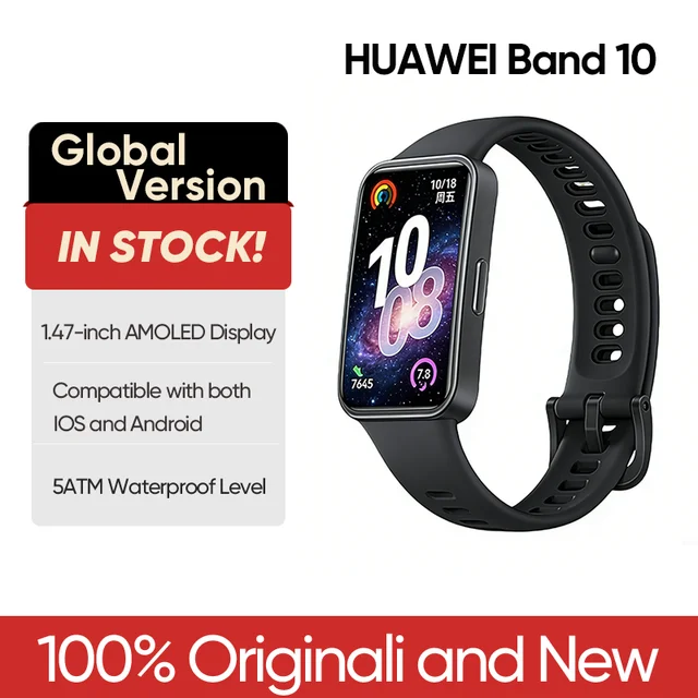 Global Version Huawei Band 10 Smart Band 1.47'' AMOLED Screen Smartwatch Heart Rate Smartband 2 Weeks Battery Life
