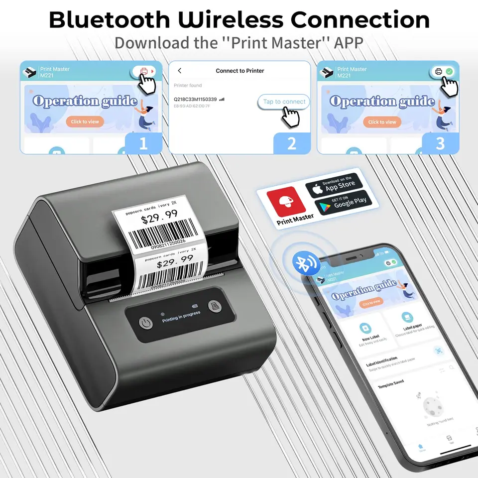 Stampante Etichette Termica Phomemo M221 - 3 Pollici, Bluetooth, Per Ufficio E Casa - Foto 9