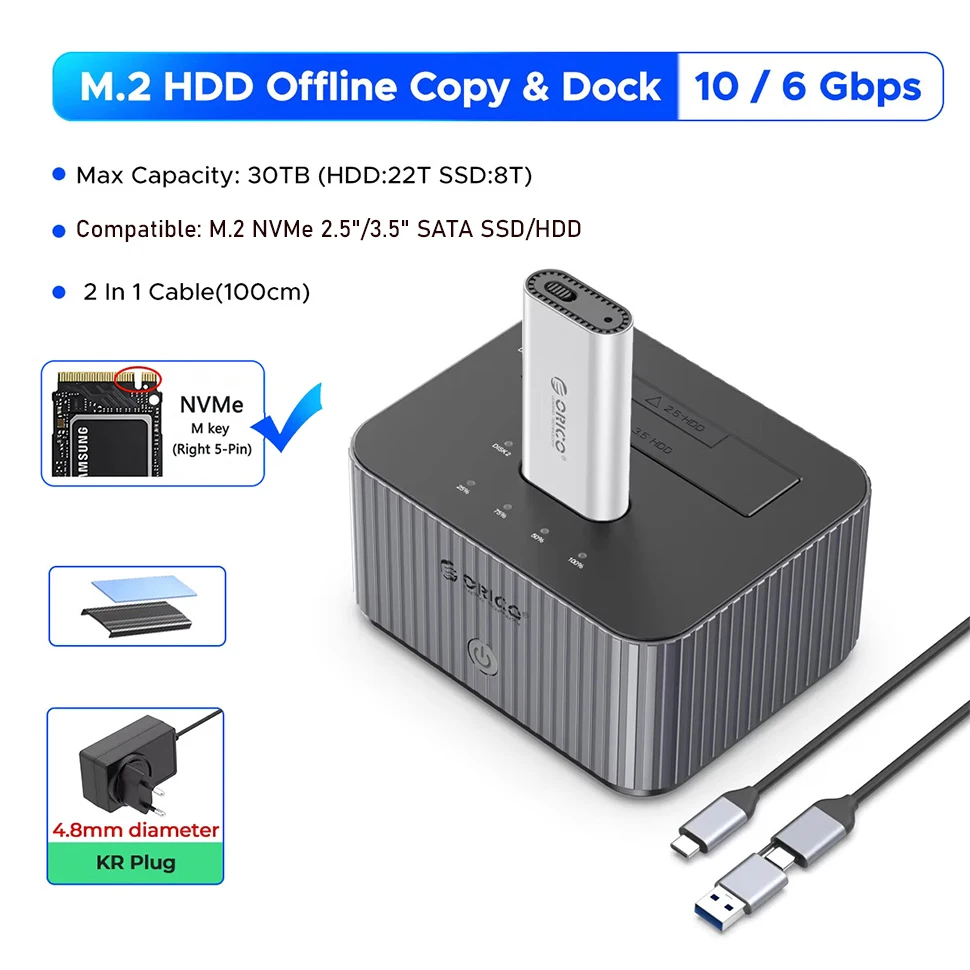 ORICO SSD クローン スタンド 40Gbps高速データ転送 M.2SSD ORICO HDD