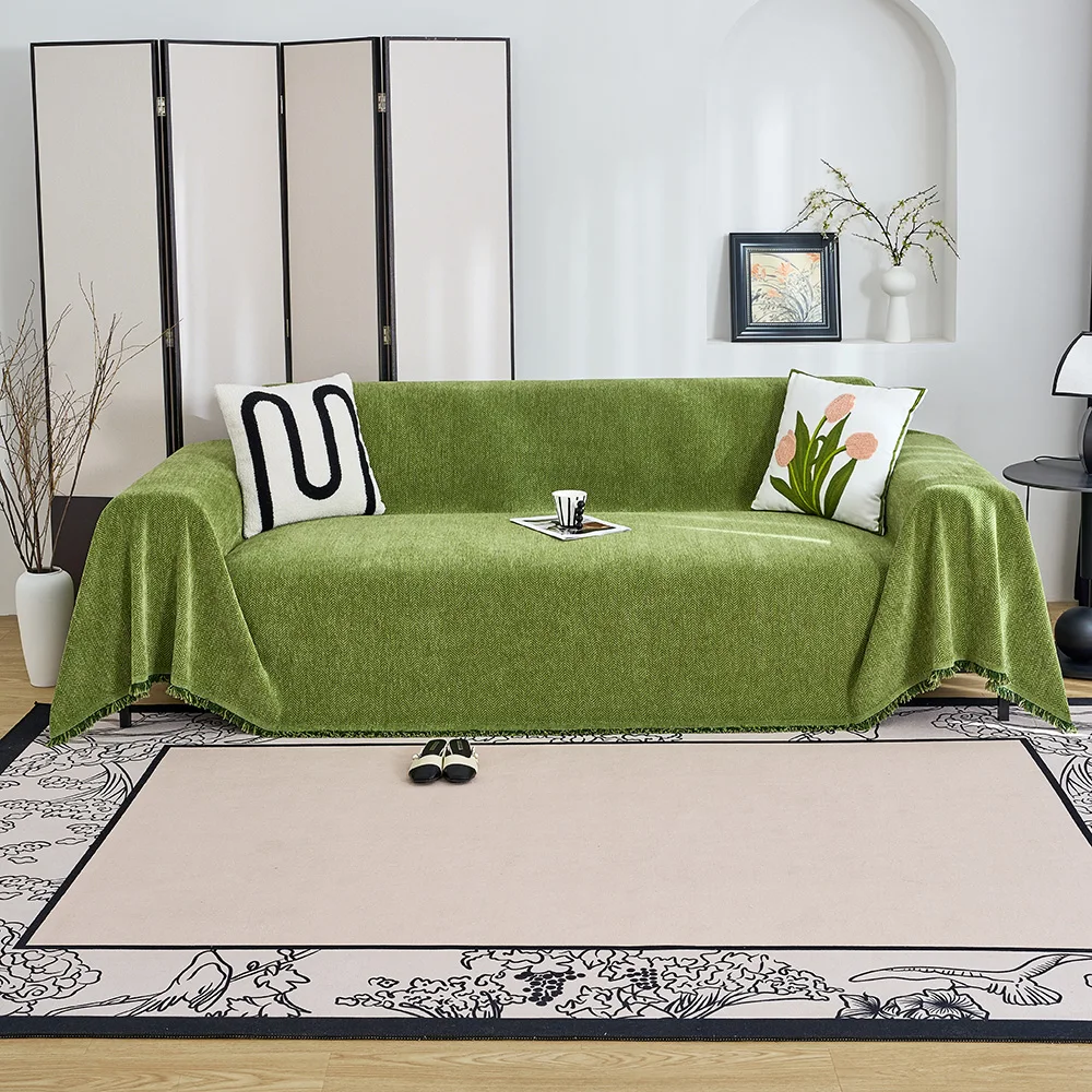 Chenille Sofa Towel for living room French Style home decoration Sofa Cover Couch Cover Tassel edge Waffle cushion