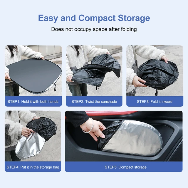 Car Windshield Sun Shade 4 Layers Nano Coating Window Shade Foldable Front Windscreen Sunshade UV Protection For Car SUV Truck 4