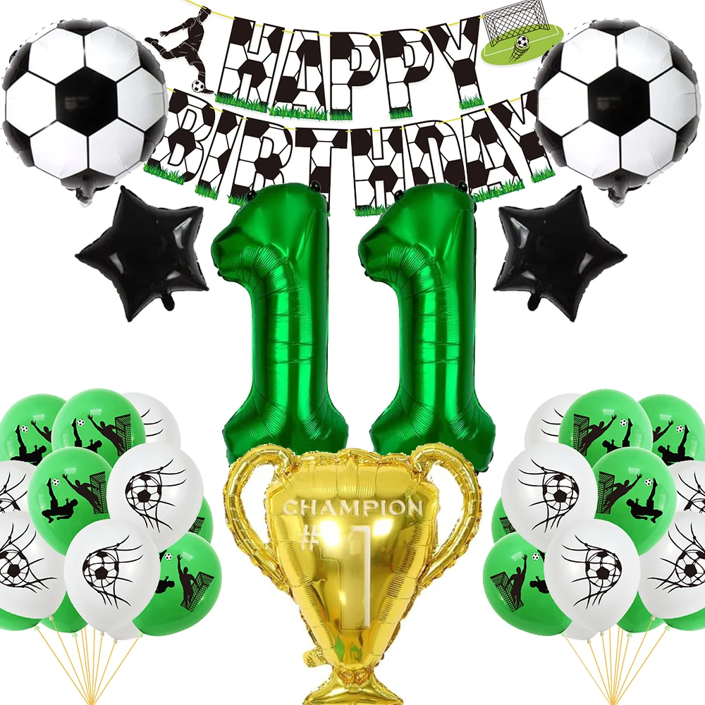 Palloncini Per Compleanno A Tema Calcio: Set Con Numeri 32'' E Forma Pallone - Decorazioni Festa Ragazzi - 2