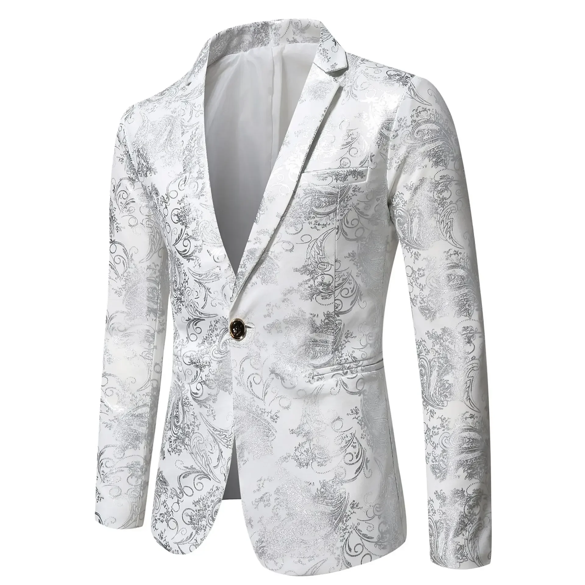 Mens Blazer Jacket Fashion Business British Style Casual Slim-fit Print Wedding Work men blazers