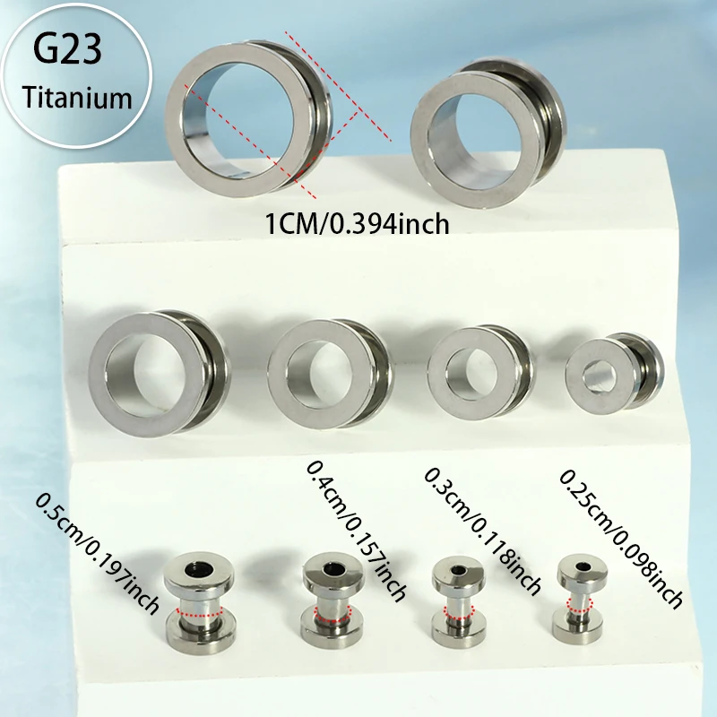 F136 Titanium Ear Gauges Screw Fit Flesh Tunnels Plugs Earrings Hypoallergenic Implant Medical Grade Surgical Steel Earring Plug