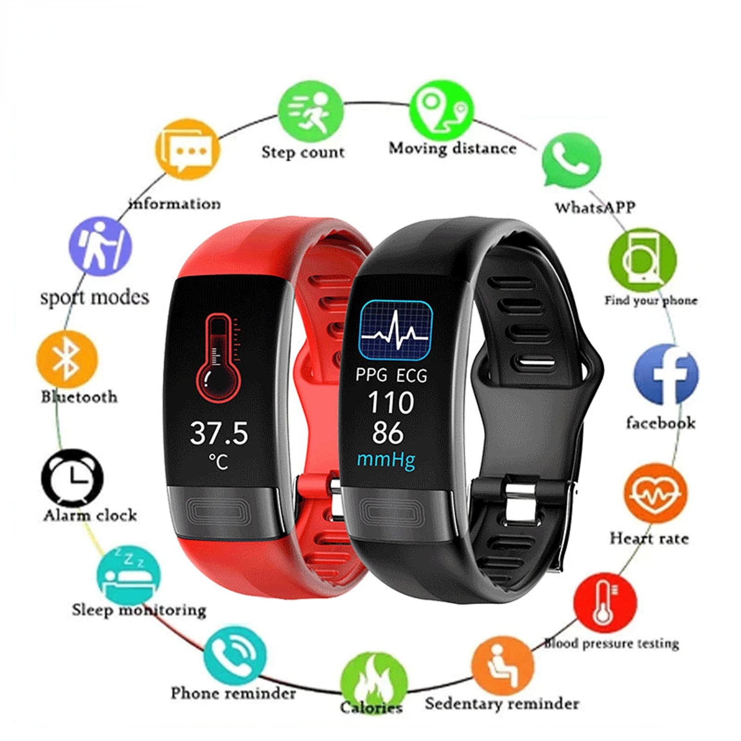 2023 EKG PPG Spo2 Smart Bracelet Watch Medical Health ECC Fitness