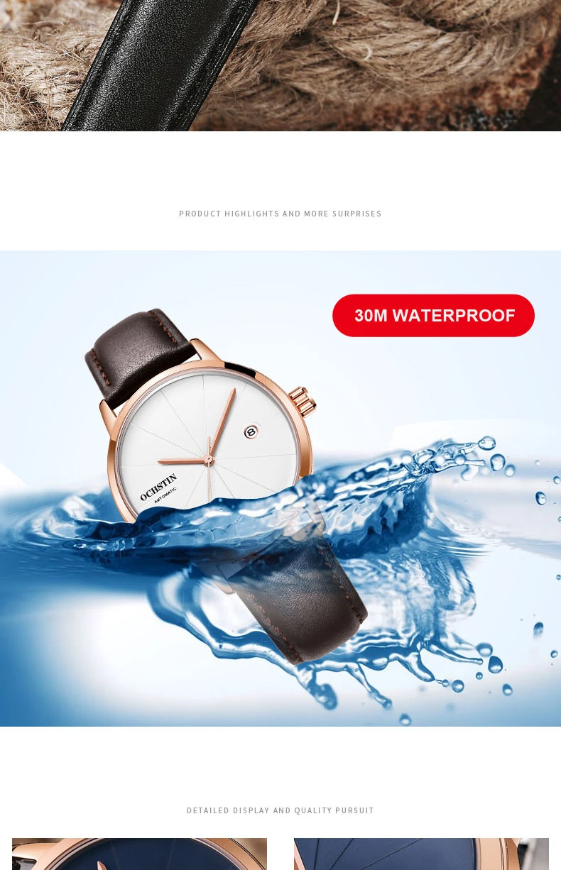 OCHSTIN Men Watch Automatic Mechanical Bussiness Leather Strap Wristwatches Waterproof Classic Auto Date Minimalist Clocks 2022 skeleton watch