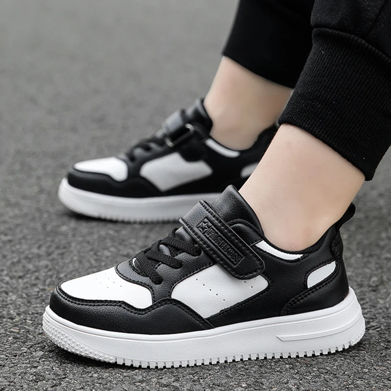 Boys Shoes Sneakers Leather Children Comfortable Flat Shoes Black White Shoes for Kids Girls School Walking Footwear Non Slip Best Sellers In Shoes