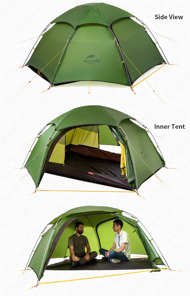 Naturehike Cloud Peak Campingzelt Hex 4-Jahreszeiten-Zelt Bodennetz T-Reißverschluss 20D Silikon wasserdichtes Touristen-Wanderzelt – Detail 6