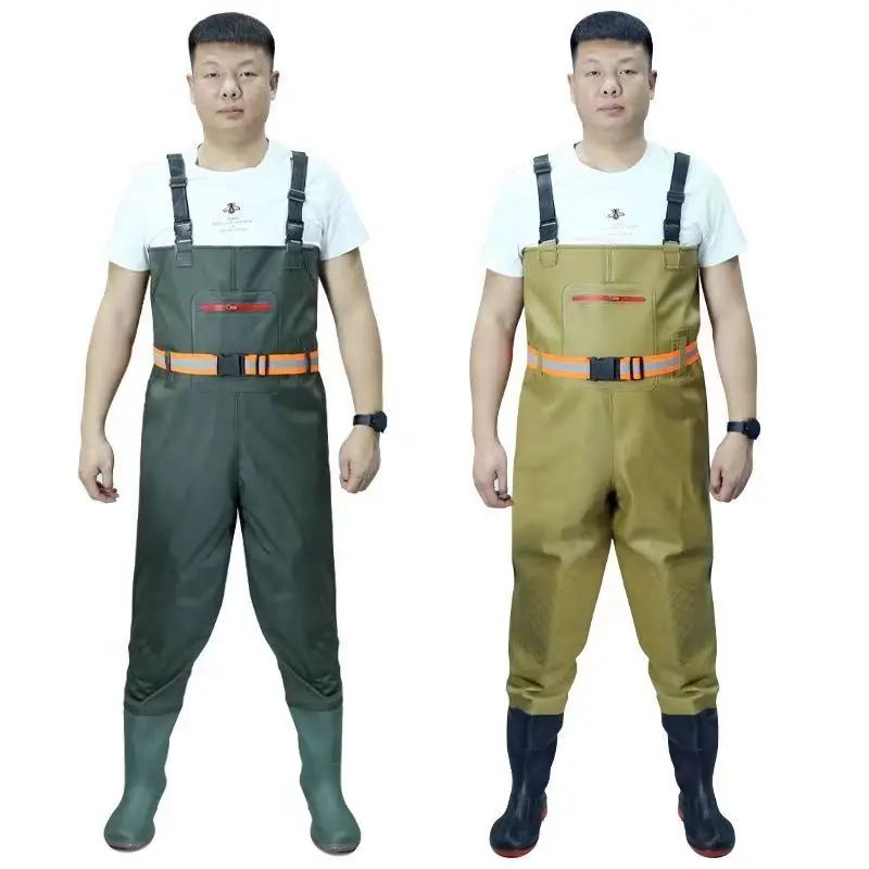 남성용 방수 낚시 작업복 야외 웨이딩 팬츠 일체형 발목 장화 바다에서의 수산물 채집 및 캠핑용 전신 수트