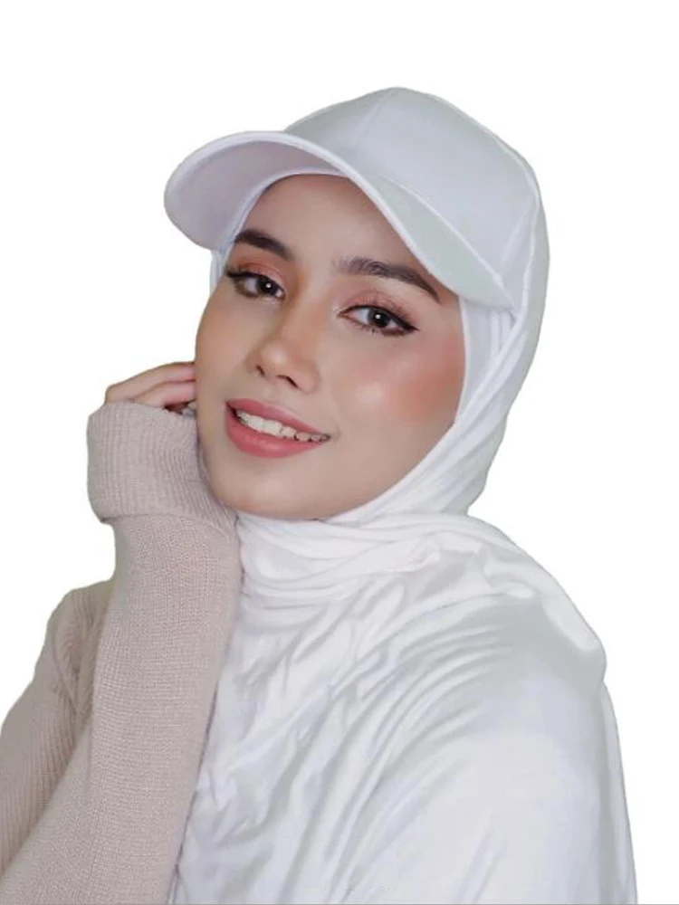 

Muslim Hijabs For Woman Chiffon Shawl Islam Femme Veils Turban Baseball Cap Jersey Scarf Bonnet Sous Instant Hijab Underscarf