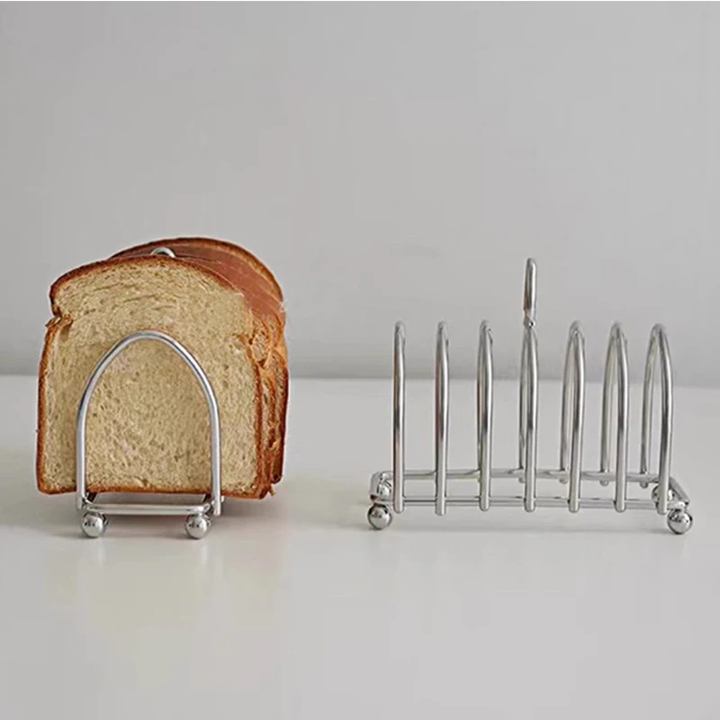 Stainless Steel Toast Bread Rack 6 Slices Food Display Tool For Restaurant Home Bread Holder Kitchen Accessories