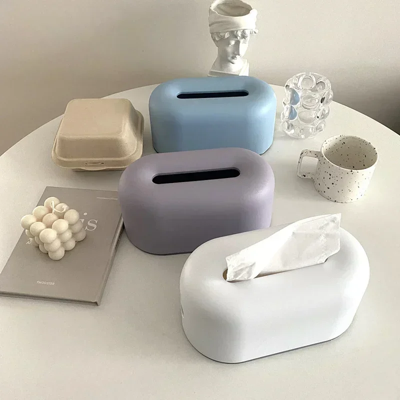Ins White Plastic Tissue Box Table Organizer Kitchen Bedroom Storage Box Living Room Drawer Office Removable Paper Tissue Box 3