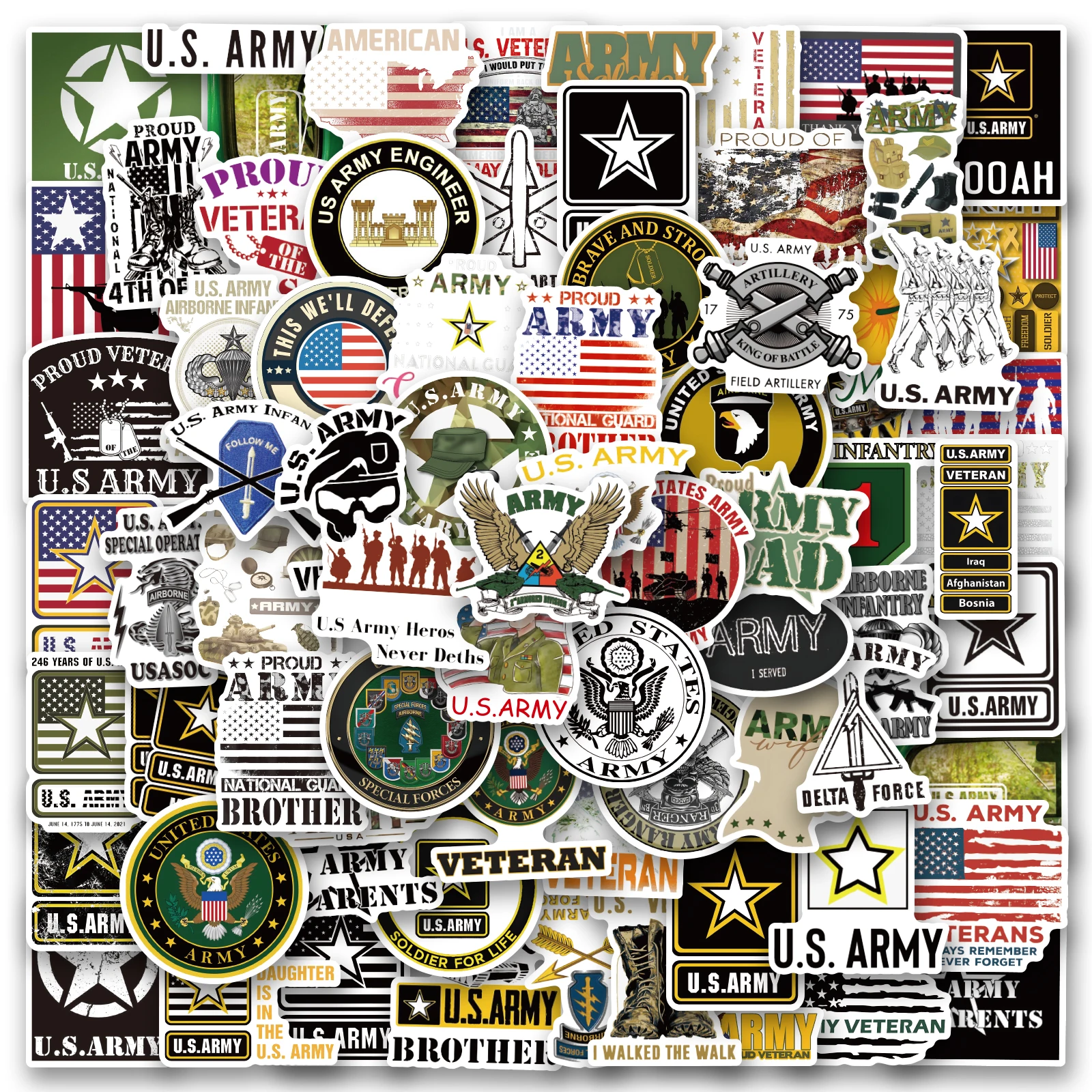 100 Adesivi Impermeabili Fai-da-Te per Cellulari con Tema Esercito Americano - immagine 6