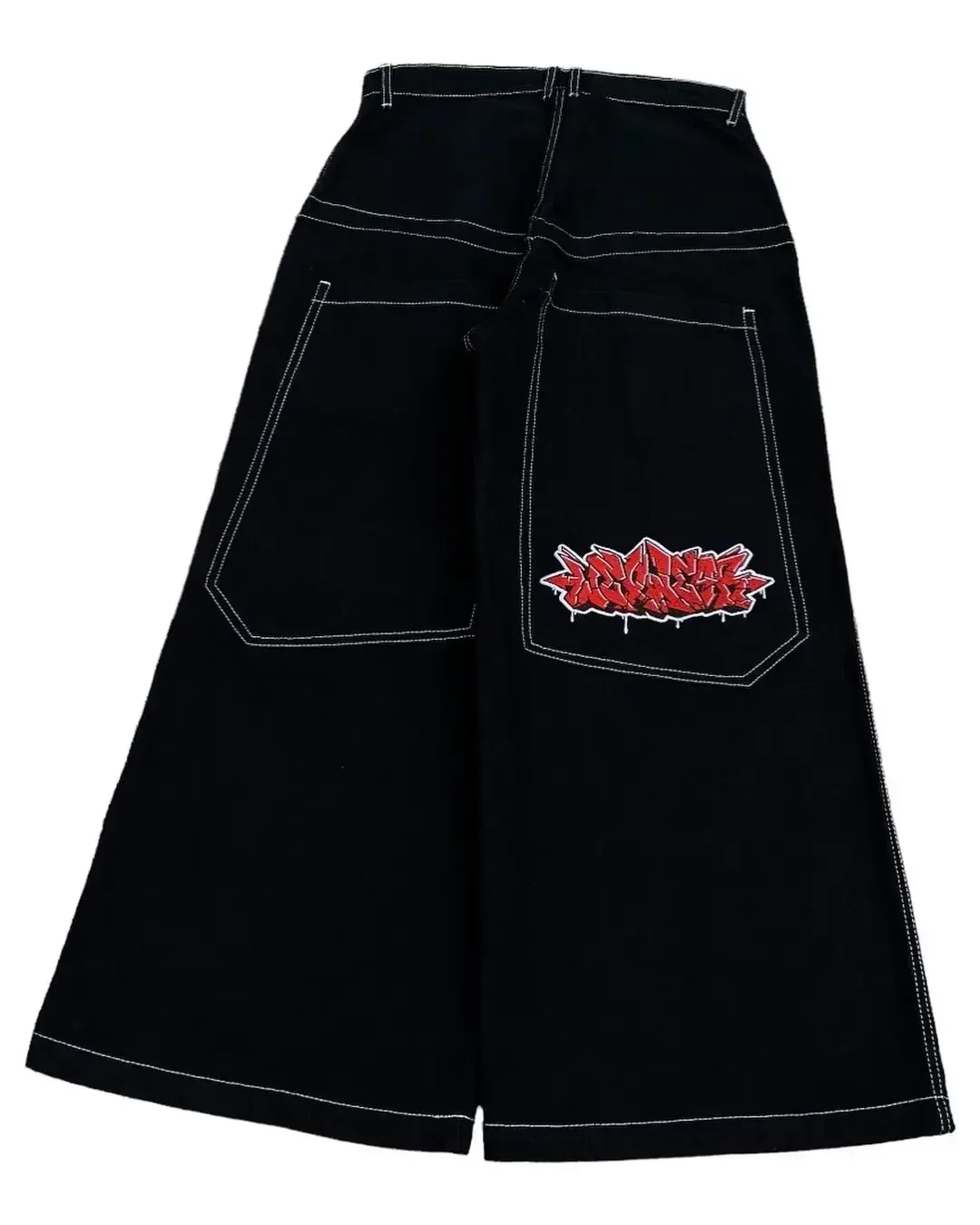 Mens Baggy Jeans S-XXL Black Y2K Wide Leg Skater Streetwear Denim