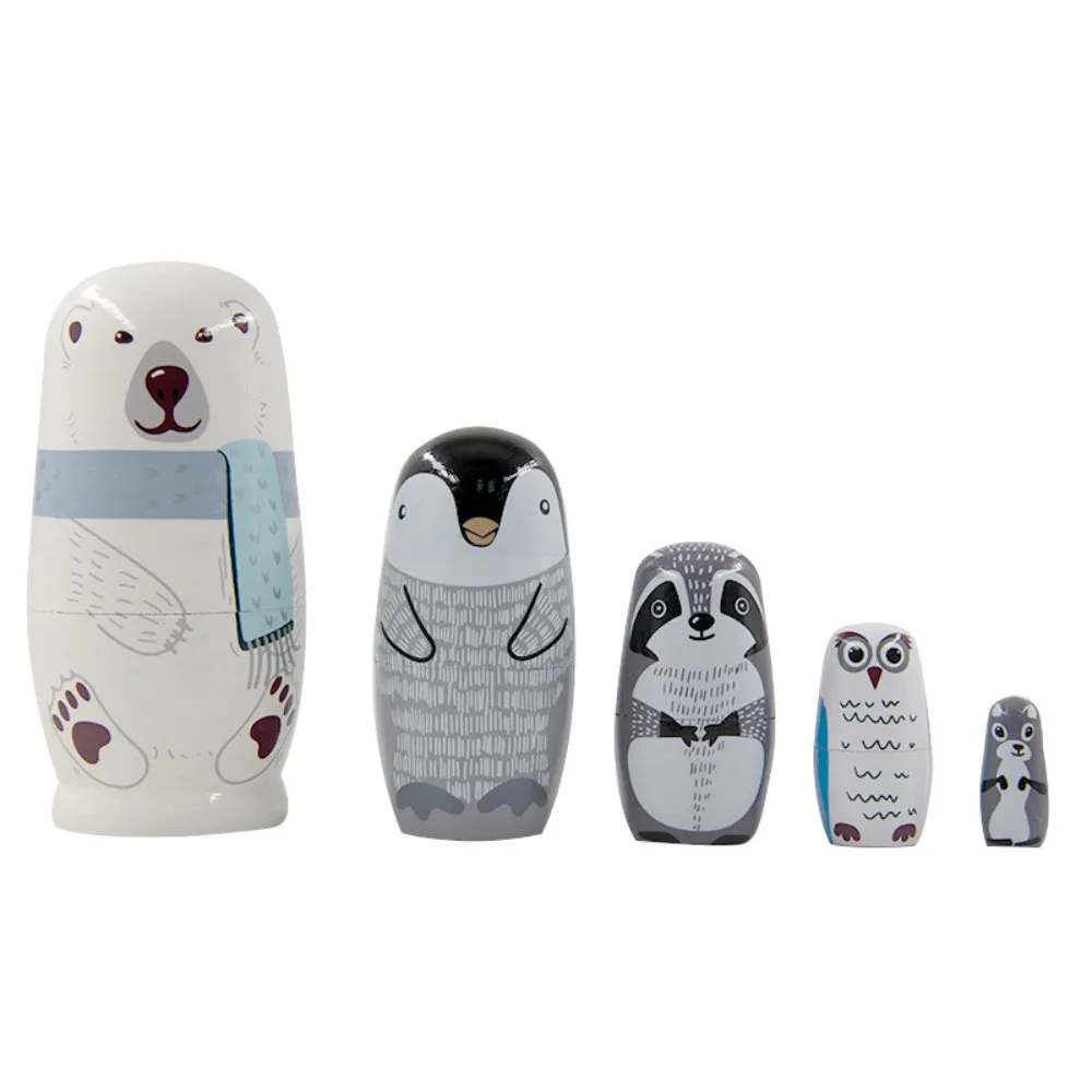 Hand Paint Russian Nesting Figurines Decorations Wooden Matryoshka Craft Collection Handmade Stacking Toddlers