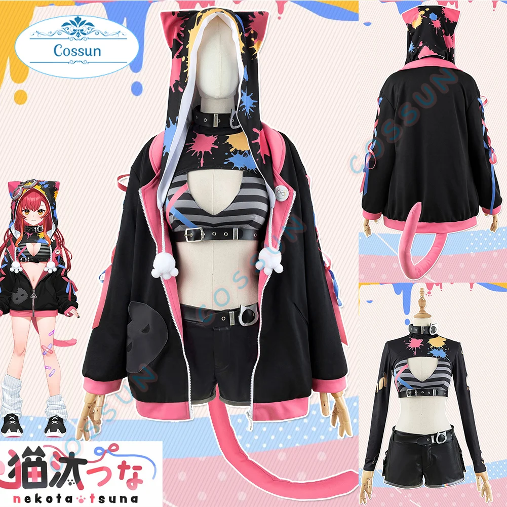 

Vtuber Cosplay Nekota Tsuna Cosplay Costume Cute Party Suit Coat Top Pants Halloween Outfits Anime Clothing Wig