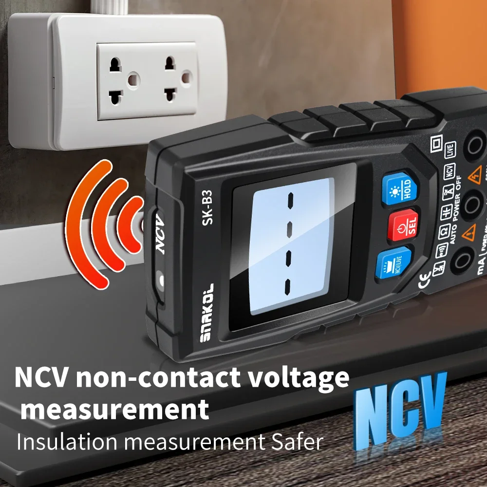 Smart Multimeter Professional Digital AC/DC Voltage Tester Continuity Ohm NCV Ammeter Detector Tool Snakol SK-B3