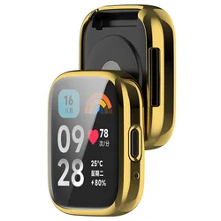 Premium Silicone Strap and Protective Case for Smartwatches - Versatile Replacement Watchband and Case Cover (Gold case)