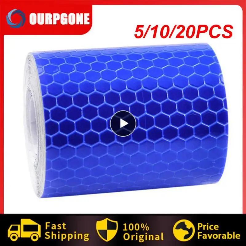 

5/10/20PCS 5cm*100cm Car Decoration Sticker Reflector Protective Strip Film Auto Car Reflective Safety Warning