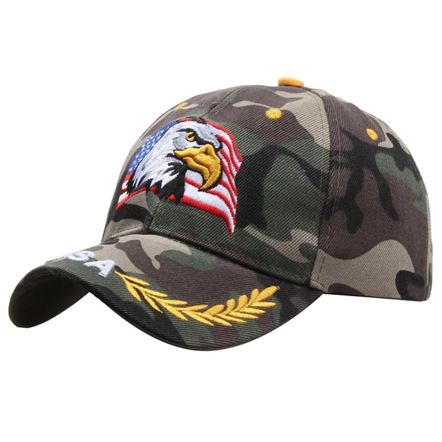 3D Embroidery Eagle USA American Flag Baseball Caps Animal