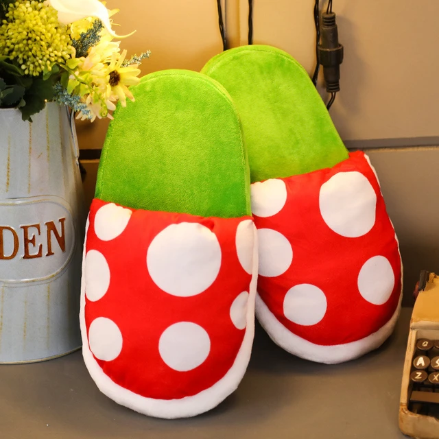 Pantoufles en coton Super Mario Yoshi, pantoufles en peluche d'hiver,  semelle intérieure chaude et douce Anime, non ald, UNIS issement,  chaussures de maison confortables