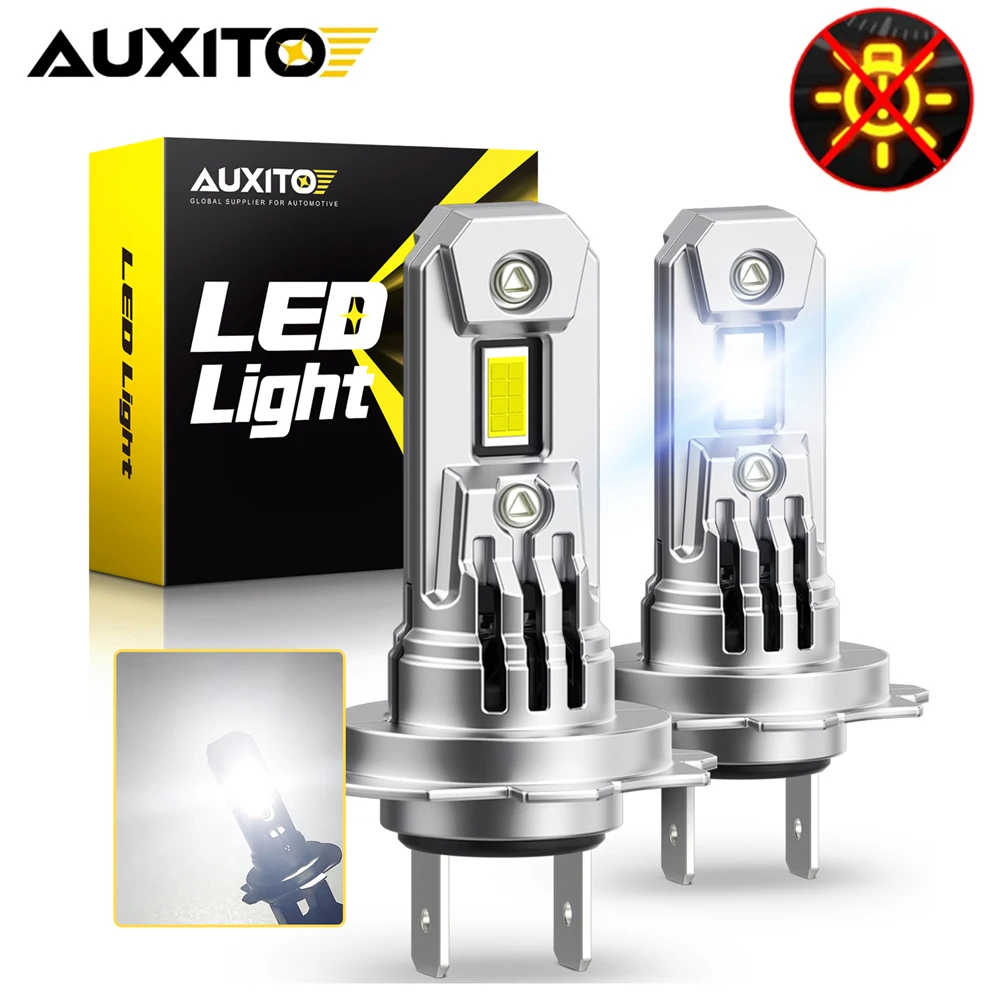 AUXITO-LED Farol Canbus para VW Passat Audi e BMW, Mini Lâmpada Sem Fio, Lâmpadas Plug and Play, 100W, 20000LM, 6500K, H7, 2Pcs